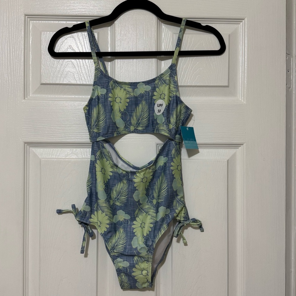 NWT Wurl Girls One Piece Floral Swimsuit Size Large